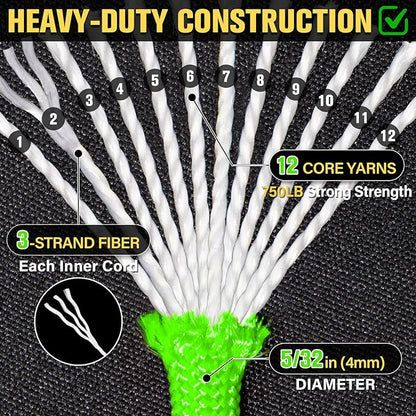 Paracord Rope 750 lb - 200ft 5/32" Parachute Cord 4MM 12-Strand para Cord - - Image 3
