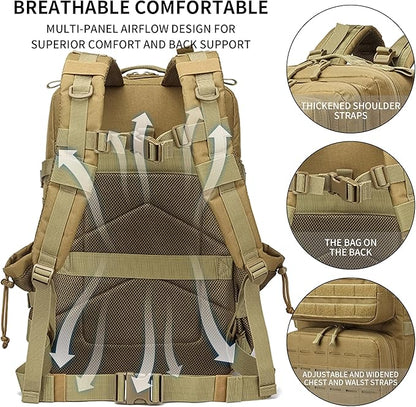 Military Tactical Backpack 45L/25L 3 Day Assault Pack Molle Daypack Hiking - Image 3