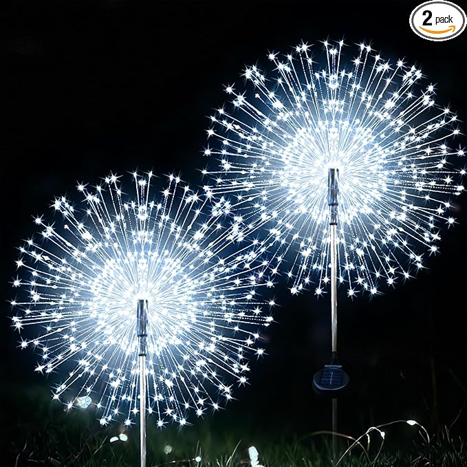 JJGoo Solar Firework Lights, 2 Pack 135 LEDs 2 Lighting Modes Solar Lights by JJGoo