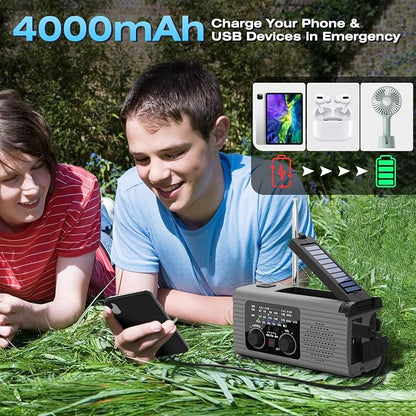 NITIGO Emergency Radio 4000mAh Solar Hand Crank AM/FM/NOAA Portable Weather - Image 5