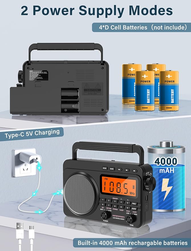 NOAA Weather Alert Radio, Digital AM FM Shortwave Radio - Image 4