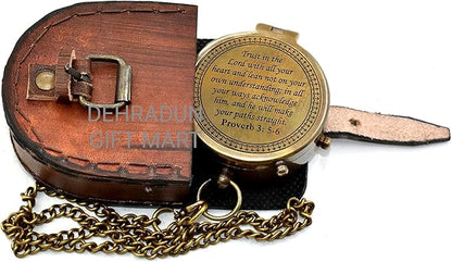 Handmade Vintage Brass Engraved Compass - Image 6
