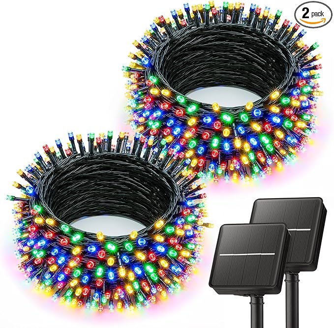 Brightown Solar String Lights Outdoor, 2 Pack Total 80FT 200 LED Solar Powered by Brightown
