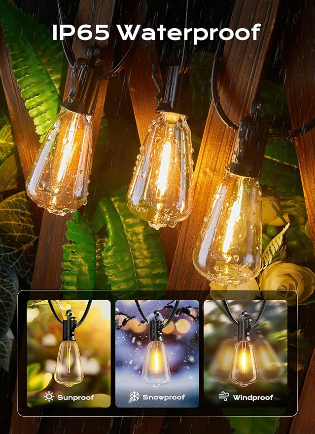 Brightown Outdoor String Lights, 180FT 60+2 LED ST38 LED Patio Lights - Image 3