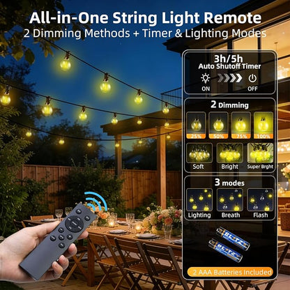 200FT Solar Lights Outdoor Waterproof: G40 60M Shatterproof Bulbs Patio Lights - Image 4