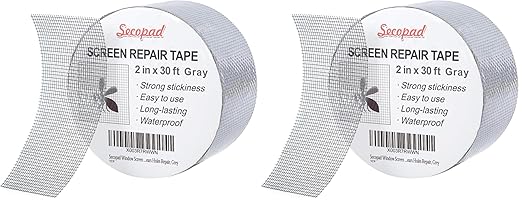 Secopad Grey Window Screen Repair Tape, 2IN X 30FT Screen Repair Kit by Secopad