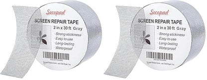 Secopad Grey Window Screen Repair Tape, 2IN X 30FT Screen Repair Kit by Secopad