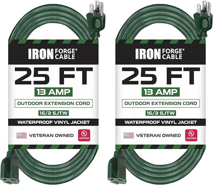 Iron Forge Cable 2 Pack Weatherproof 25 Ft Outdoor Extension Cord by IronForgeCable
