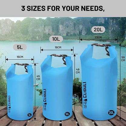 Waterproof Dry Bag, Roll Top Blue Small Waterproof Backpack - Image 6