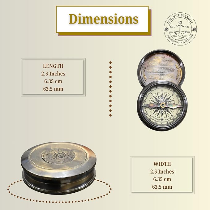 Marine Pocket Compass 1920 Vintage Brass Navigation Compass - Image 3