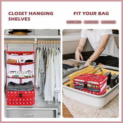 Surblue Hanging Closet Storage Bag Collapsible 3-Shelf Washable Oxford Fabric - Image 2