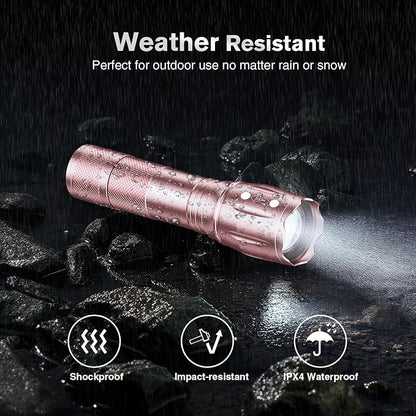 RECHOO LED Flashlight 2 Pack Pink, Tactical Flashlights High Lumens - Image 4
