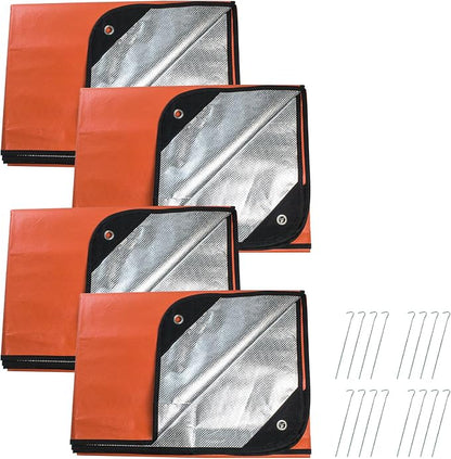 4 Pack Upgrade Survival Blanket – Insulated Thermal Reflective Tarp by LeadCon