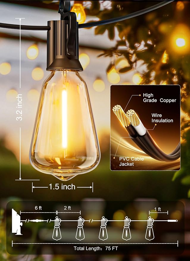 Brightown 75FT Solar String Lights Outdoor Waterproof - Image 4