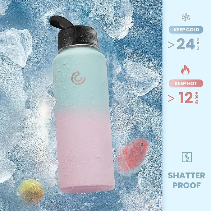 COKTIK 40oz Sports Water Bottle, Stainless Steel Water Bottle - Image 4