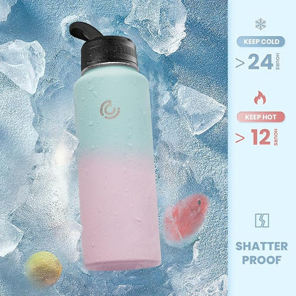 COKTIK 40oz Sports Water Bottle, Stainless Steel Water Bottle - Image 4