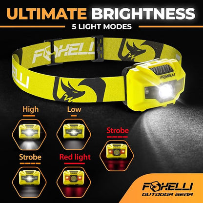 Foxelli USB‑C Rechargeable LED Headlamp – Ultra‑Light 2.4 oz & - Image 2