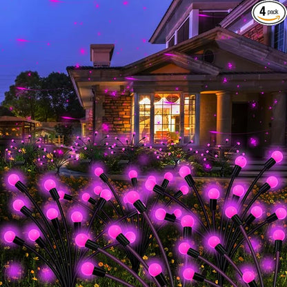 Kohlrabi Solar Garden Lights Outdoor, 4 Pack 32 LED Solar Pink Firefly Lights by KohlrabiDecor