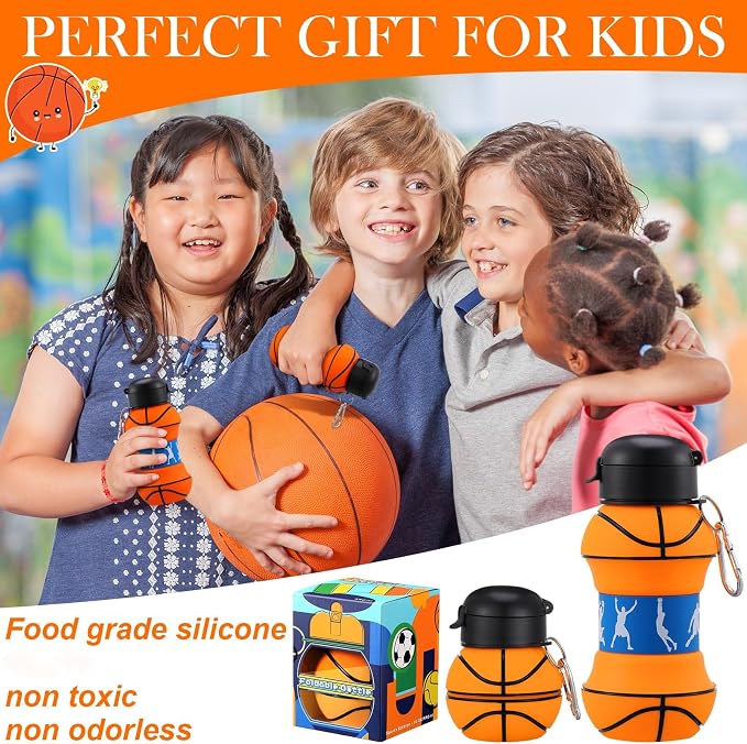 Layhit 8 Pcs Basketball Water Bottles 18oz Collapsible Basketball Water Cups - Image 5