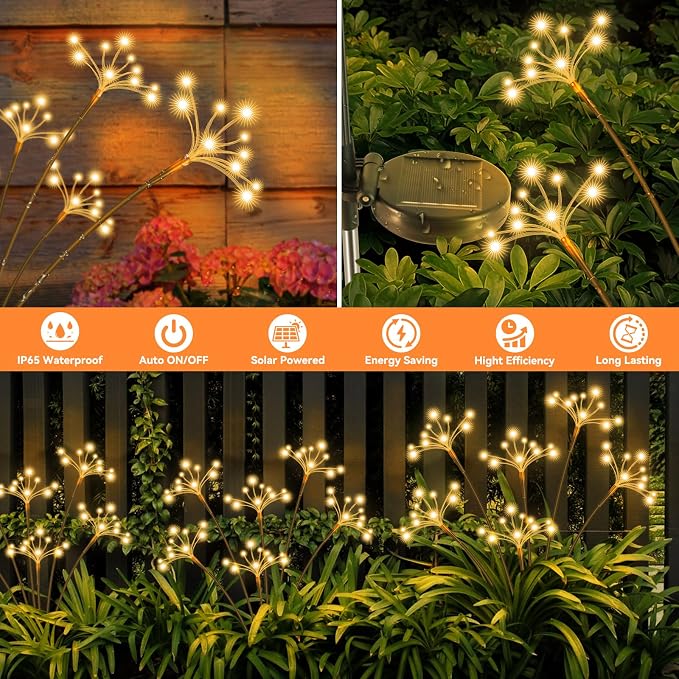 Solar Garden Lights 6 Pack Waterproof Solar Swaying Starburst Light Outdoor - Image 5