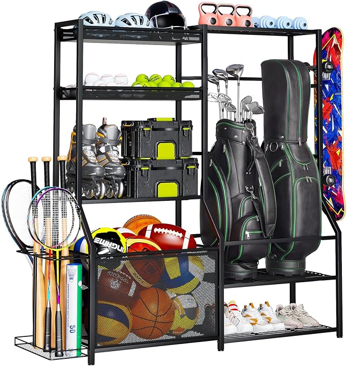 Large Sports Organizer for Garage, Ball Storage Rack Garage Sports Equipment by HOME