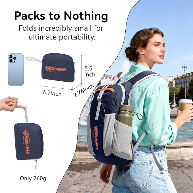 16L Small Hiking Backpack, CROSSGEAR Lightweight Waterproof Foldable Backpack - Image 8