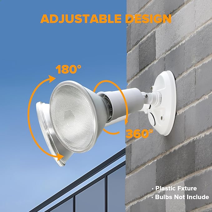 LUTEC 4 Pack Adjustable Twin Par Holder Outdoor Flood Lights, Switch Controlled - Image 4