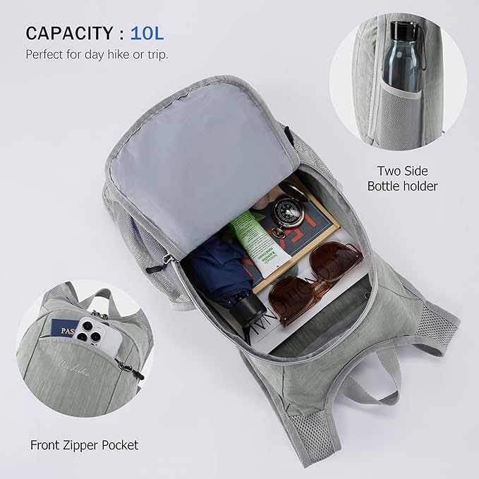 Uselike 10L Small Hiking Backpack Travel Daypack Lightweight Packable Back Pack - Image 5