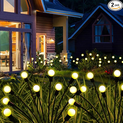Solar Garden Lights Outdoor, 2 Pack 16 LED Solar Firefly Lights Waterproof by KohlrabiDecor