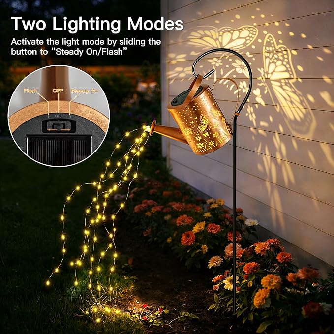Ollny Solar Watering Can with Cascading Lights Outdoor Garden Decor, Birthday - Image 4