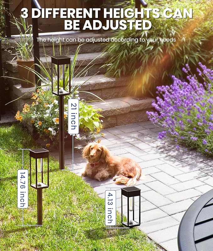 NEWMESSI 8 Pack Bright Solar Pathway Lights Outdoor, IP65 Waterproof Auto - Image 6