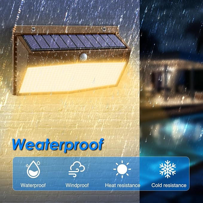 2 Pack 368 LED Solar Lights Outdoor Motion Sensor, Solar Fence Light - Image 3