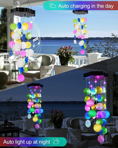 Toodour Solar Wind Chimes for Outside, Hanging Pastel Lights - Image 6