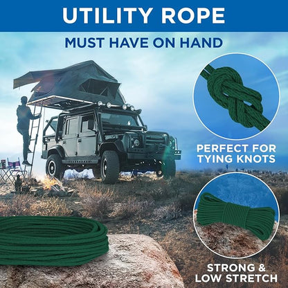 TECEUM Cotton Rope 3/16” – 100 FT – Strong All-Purpose Braided Rope – Natural - Image 6