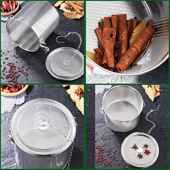 Stainless steel cylindrical seasoning filter, Mesh Design Tea Ball Strainer - Image 5