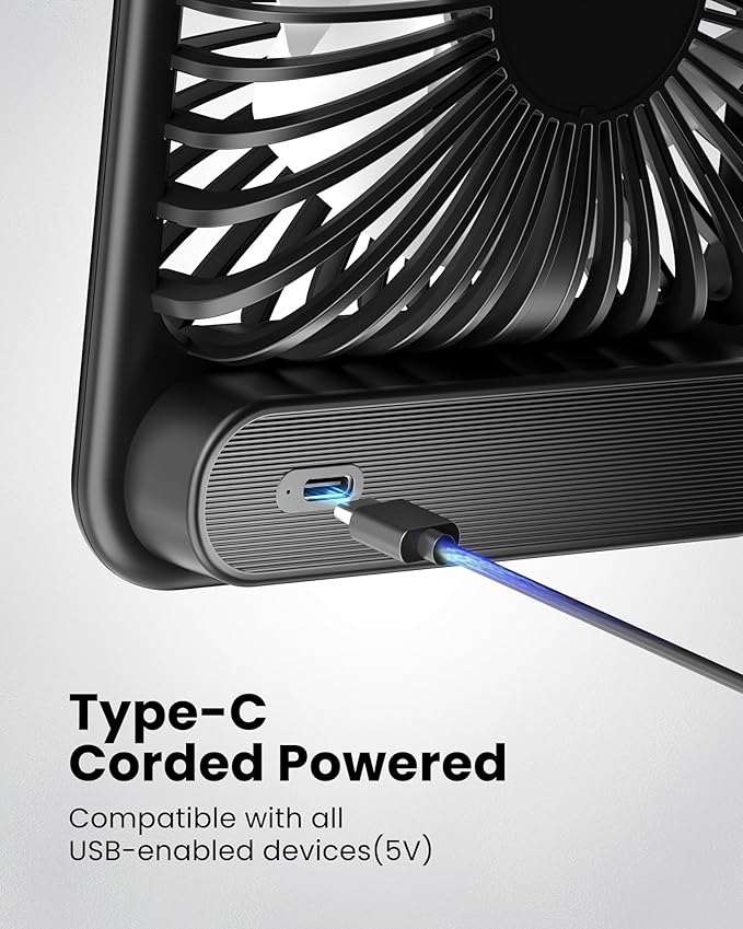 Koonie USB Desk Fan, Strong Wind Ultra Quiet Small Personal Fan - Image 4