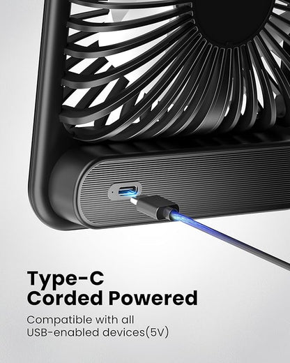 Koonie USB Desk Fan, Strong Wind Ultra Quiet Small Personal Fan - Image 4