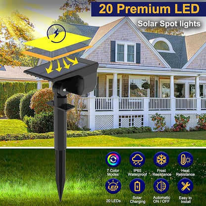 nipify 1 Pack Solar Spot Lights Outdoor Color Changing, 7 Modes Halloween RGB - Image 7