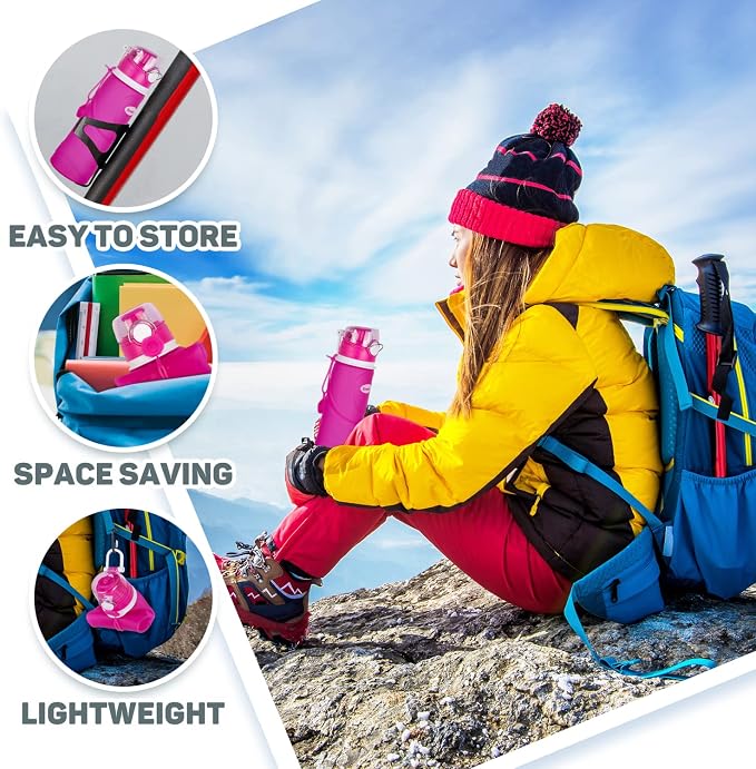 Kemier Collapsible Silicone Water Bottles-750ML, Medical Grade, BPA Free Travel - Image 3