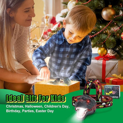 Nitigo Dinosaur Headlamp for Kids Flashlight Rechargeable Led Headlights Roar & - Image 3