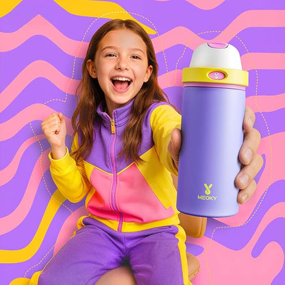 18 oz Insulated Water Bottle for Travel: Meoky Stainless Steel Kids Water Bottle - Image 2