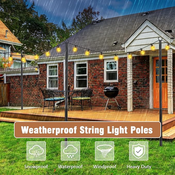 NUERPO String Light Poles, Metal Poles - Image 5