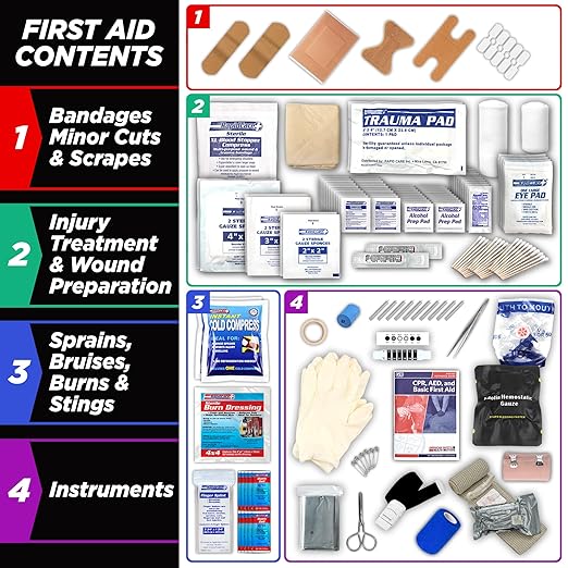 Rapid Care First Aid Kit, 100 Person Trauma Kit, 217 Pieces, ANSI 2021 Compliant - Image 5