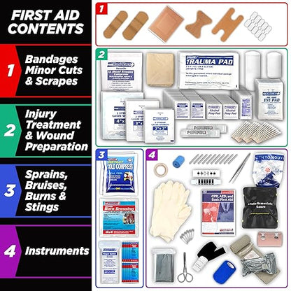 Rapid Care First Aid Kit, 100 Person Trauma Kit, 217 Pieces, ANSI 2021 Compliant - Image 5