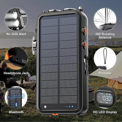 Emergency Radio&22000mAh Solar Power Bank, FM NOAA Weather Radio, Portable Hand - Image 7