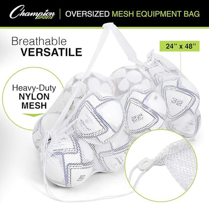Champion Sports Mesh Equipment Bag – Heavy-Duty Nylon Drawstring Bag - Image 4