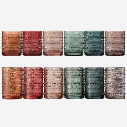Khen Hobnail Beaded Highball Drinking Tumbler Glasses | Set of 12 | Color - Image 2