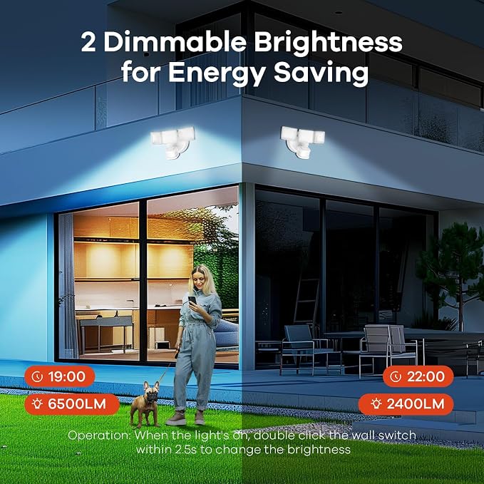 OREiN 42W 6500LM Motion Sensor Outdoor Flood Light, Hardwired LED Security Light - Image 6