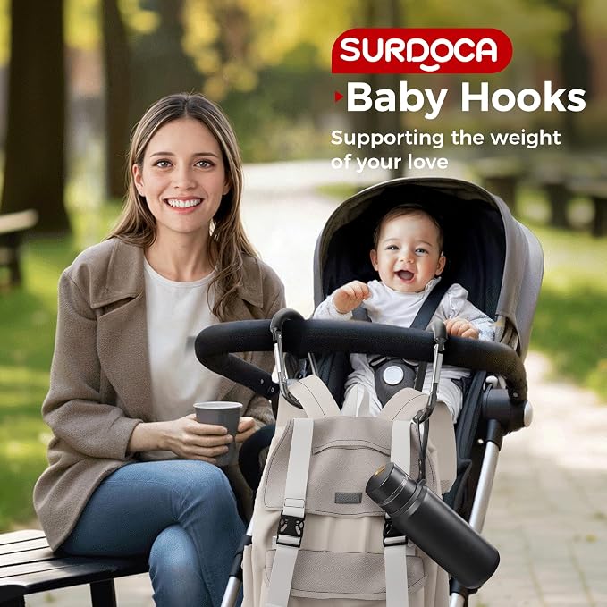 SURDOCA Stroller Hooks, Universal Stroller Clips and Hooks, Mommy Hook - Image 5