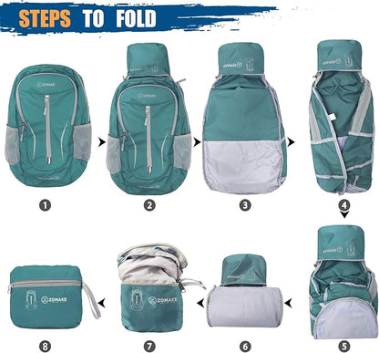 ZOMAKE Ultra Lightweight Packable Backpack 25L, Foldable Hiking Backpacks Water - Image 6